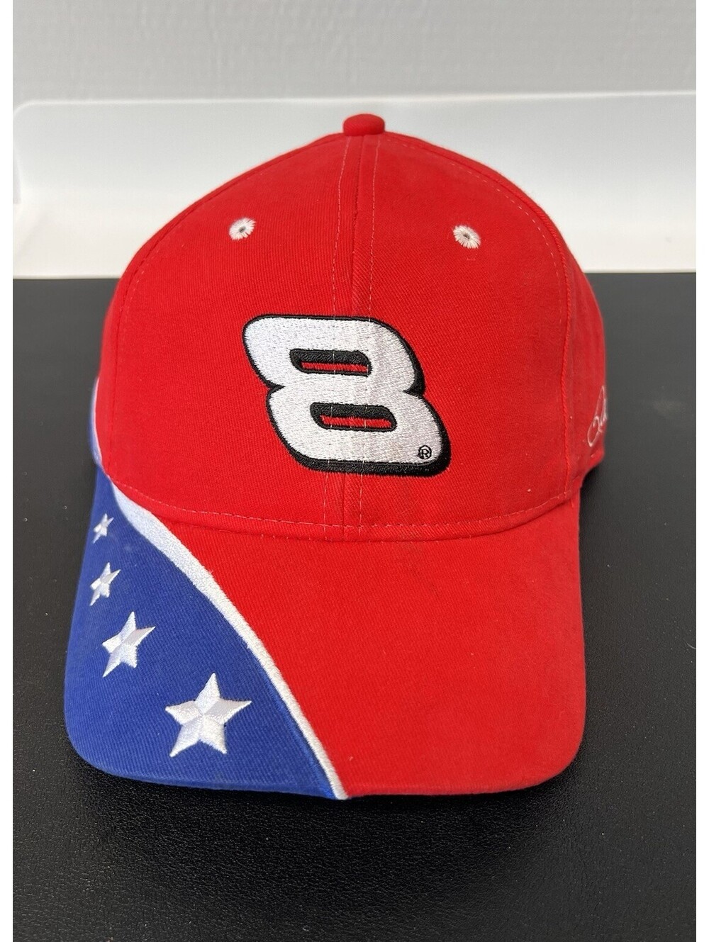 Dale Earnhardt Jr #8 NASCAR Hat NEW Red Blue Stars Winner's Circle Hook Look